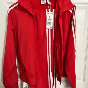 Adidas firebird red tracksuit, L top + M pants